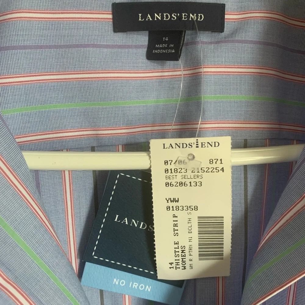 NWT Lands’ End Striped Button Down Shirt size 14 - Picture 6 of 9